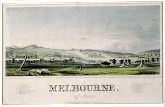 Melbourne from the south side of the Yarra River in 1839