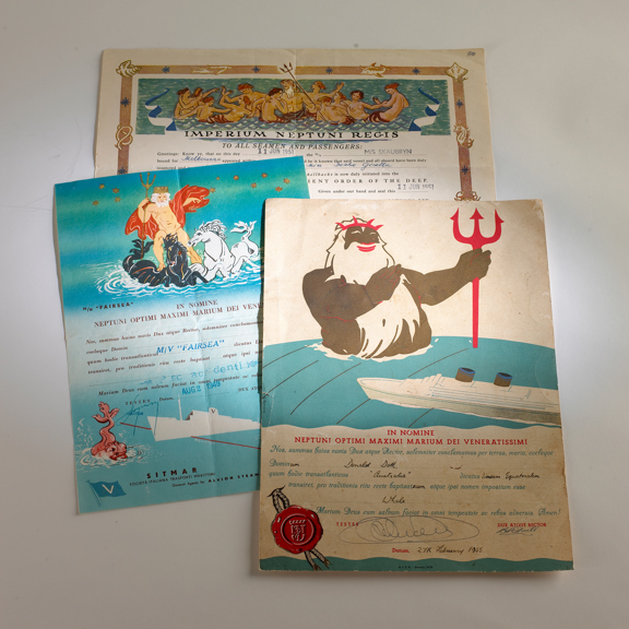 Group of three Crossing the Equator certificates