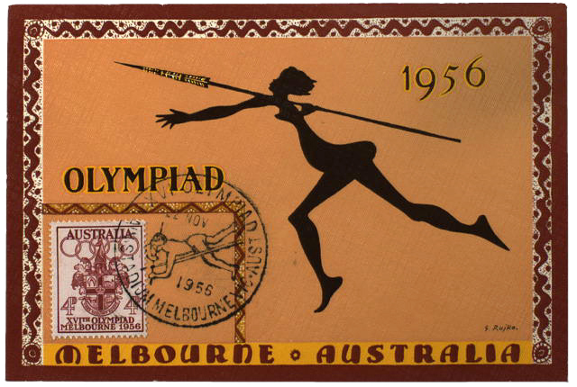 Postcard - 1956 Olympiad Aboriginal Design.