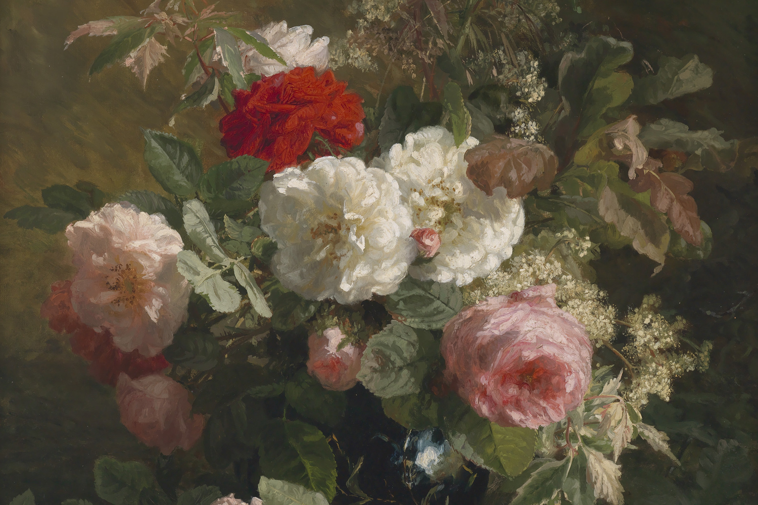 Dutch oil painting - 'Roses', Still Life, by Geraldine Jacoba Van De Sande Bakhuyzen, circa 1880.