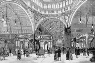 Centennial Exhibition Sketches: Under the Dome in the Avenue of Nations, looking eastwards from "Australasian Sketcher 6 September 1888.