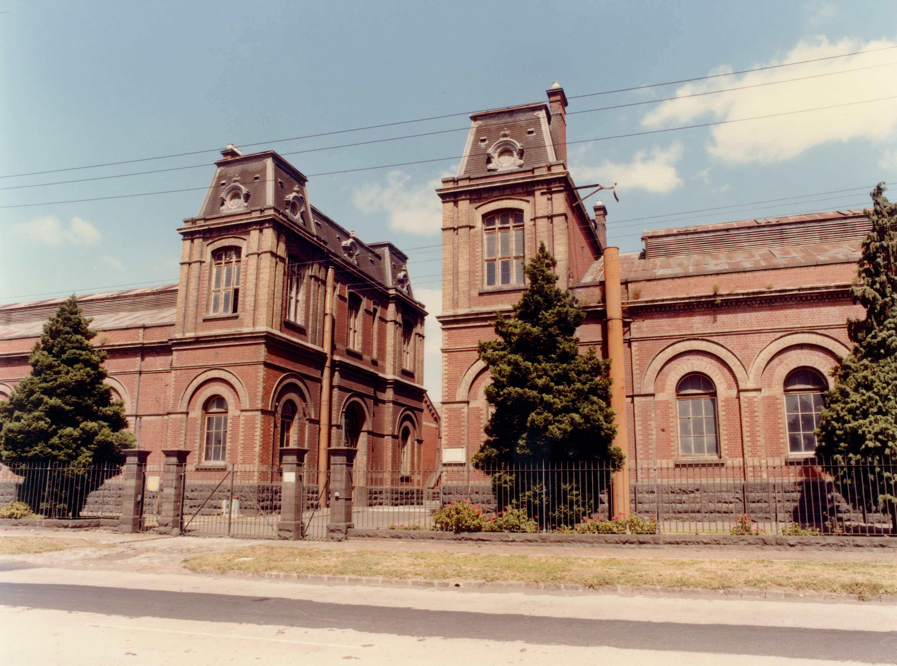 Mansard towers from Douglas Parade, Spotswood Pumping Station, circa 1982.