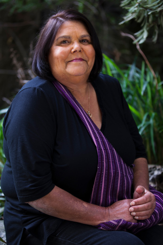 Portrait of Yulendj member Eileen Alberts taken in Milarri Garden at Melbourne Museum.