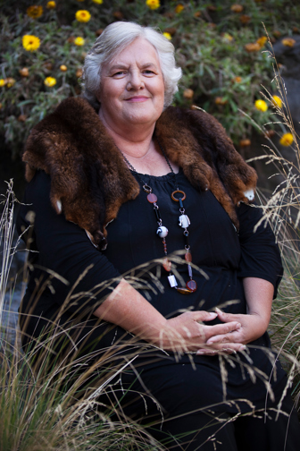 Portrait of Yulendj member Diane Kerr taken in Milarri Garden at Melbourne Museum.