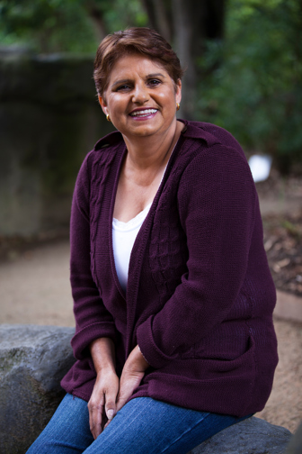Portrait of Yulendj member Titta Secombe taken in Milarri Garden at Melbourne Museum.