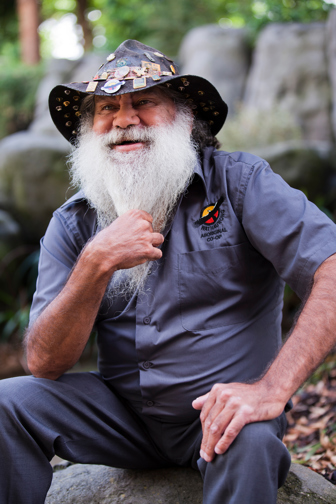 Portrait of Yulendj member David Tournier taken in Milarri Garden at Melbourne Museum.