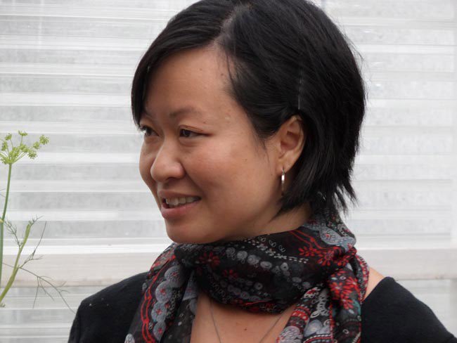 Portrait of a woman with short dark hair