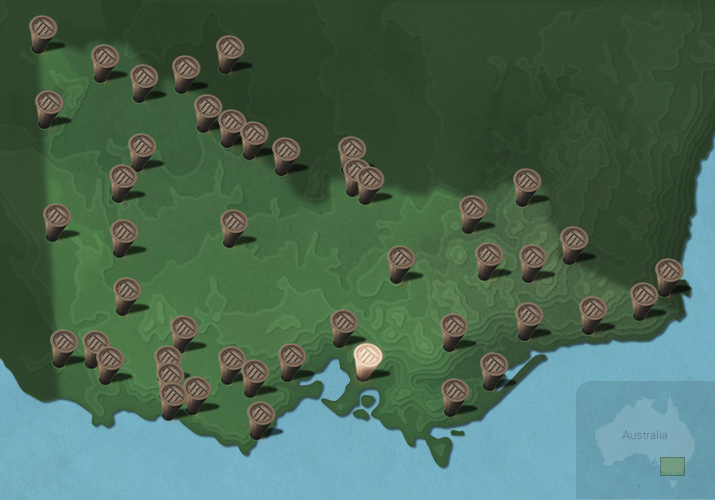 Message stick located within the Country connected to Boonwurrung language