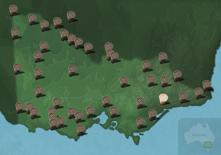 Message stick located within the Country connected to Brabralung language