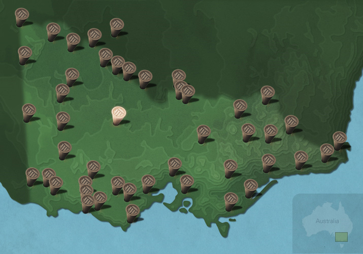 Message stick located within the Country connected to Dja Dja Wurrung language