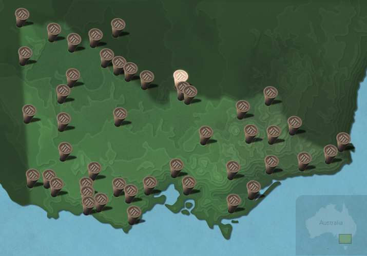 Message stick located within the Country connected to Jabulajabula language