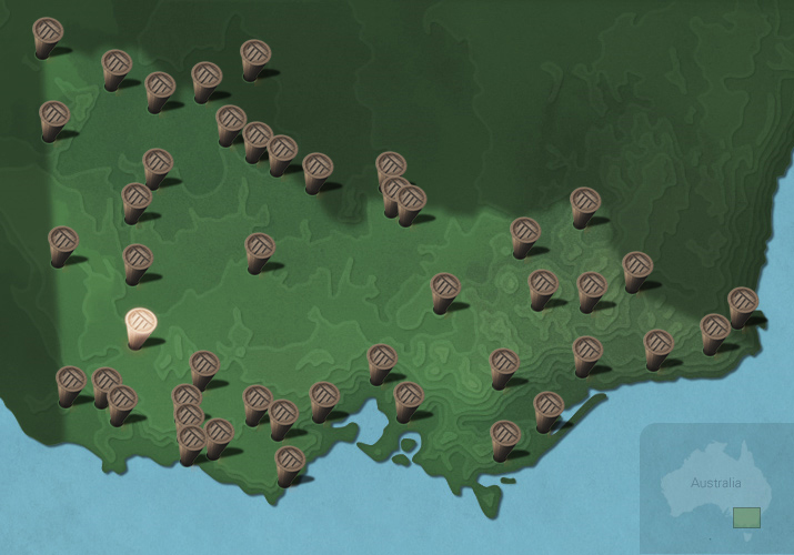 Message stick located within the Country connected to Jardwadjali language