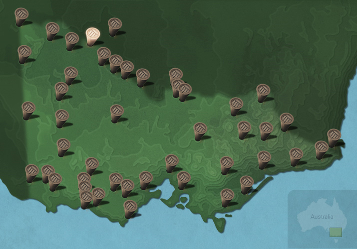 Message stick located within the Country connected to Tati Tati language