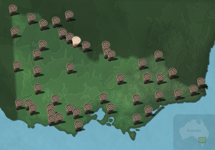 Message stick located within the Country connected to Wemba Wemba language