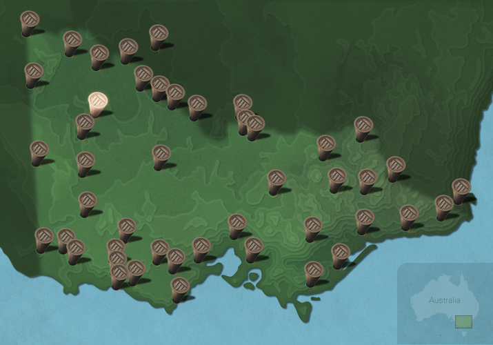 Message stick located within the Country connected to Wergaia language