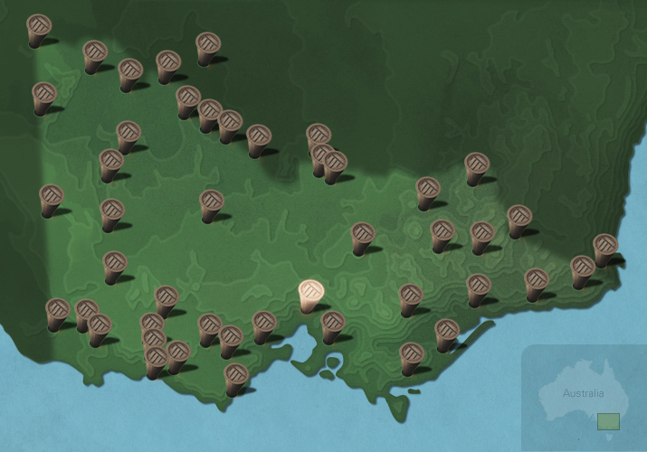 Message stick located within the Country connected to Woi wurrung language