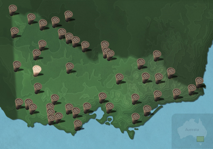 Message stick located within the Country connected to Wotjobaluk language