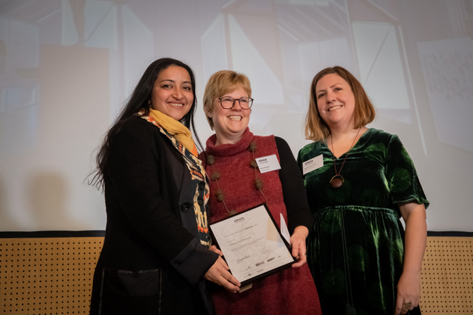 Rohini Kappadath (General Manager, Immigration Museum), Dr Moya McFadzean (Senior Curator, Migration & Cultural Diversity) and Emily McCulloch Childs.