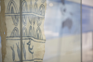 Close-up image of a display case in the Te Pasifika Gallery.