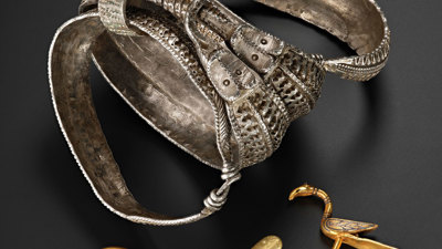 Four arm rings and gold objects  from the Galloway Hoard