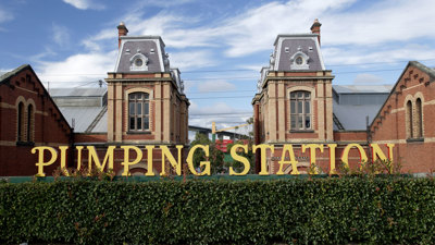 a picture of the Spotswood Pumping Station yellow sign 