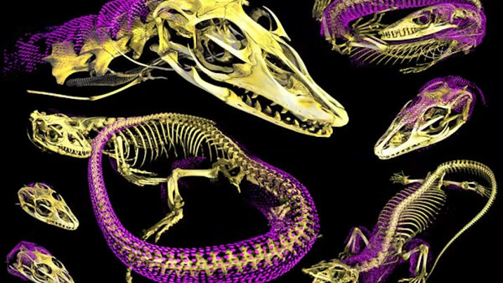 Examples of newly discovered osteoderms (magenta) in Australo-Papuan monitor lizards.
