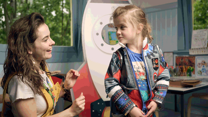 Kindergarten child takes part in astronaut training as they prepare to pack their rocket for a mission to space during Museum Victoria's Rockets and Robots kindergarten incursion program 